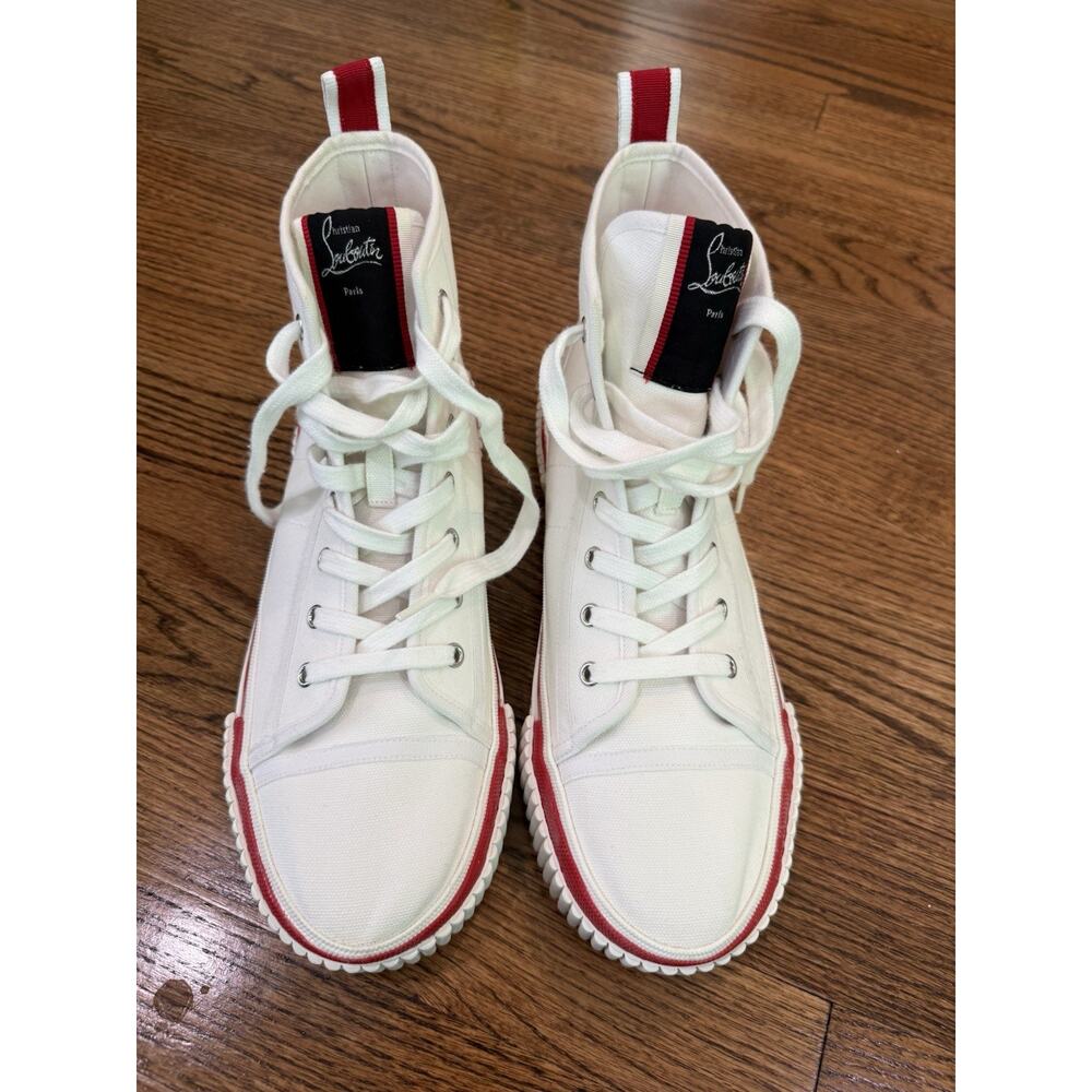 Christian Louboutin Pedro High-Top Sneakers White Red Sole Men EU 43 / US 10